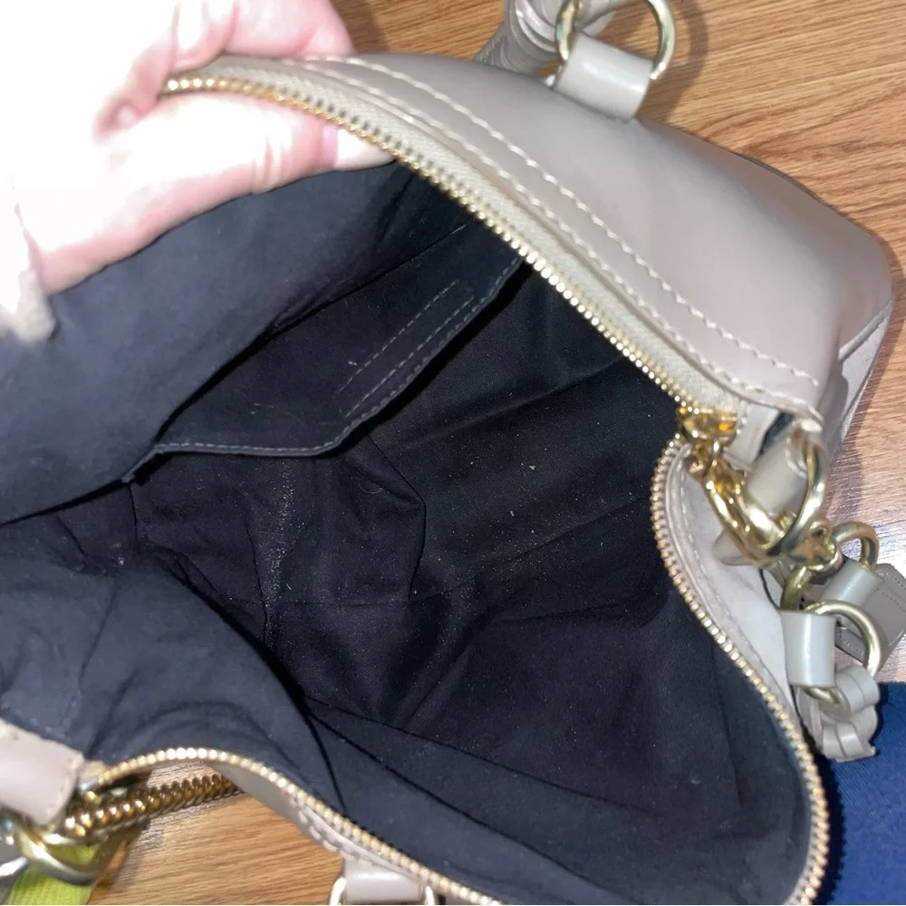 See by Chloe Emy Patchwork Suede Taupe Grey Shoulder Bag w Crossbody Strap - Picture 15 of 16